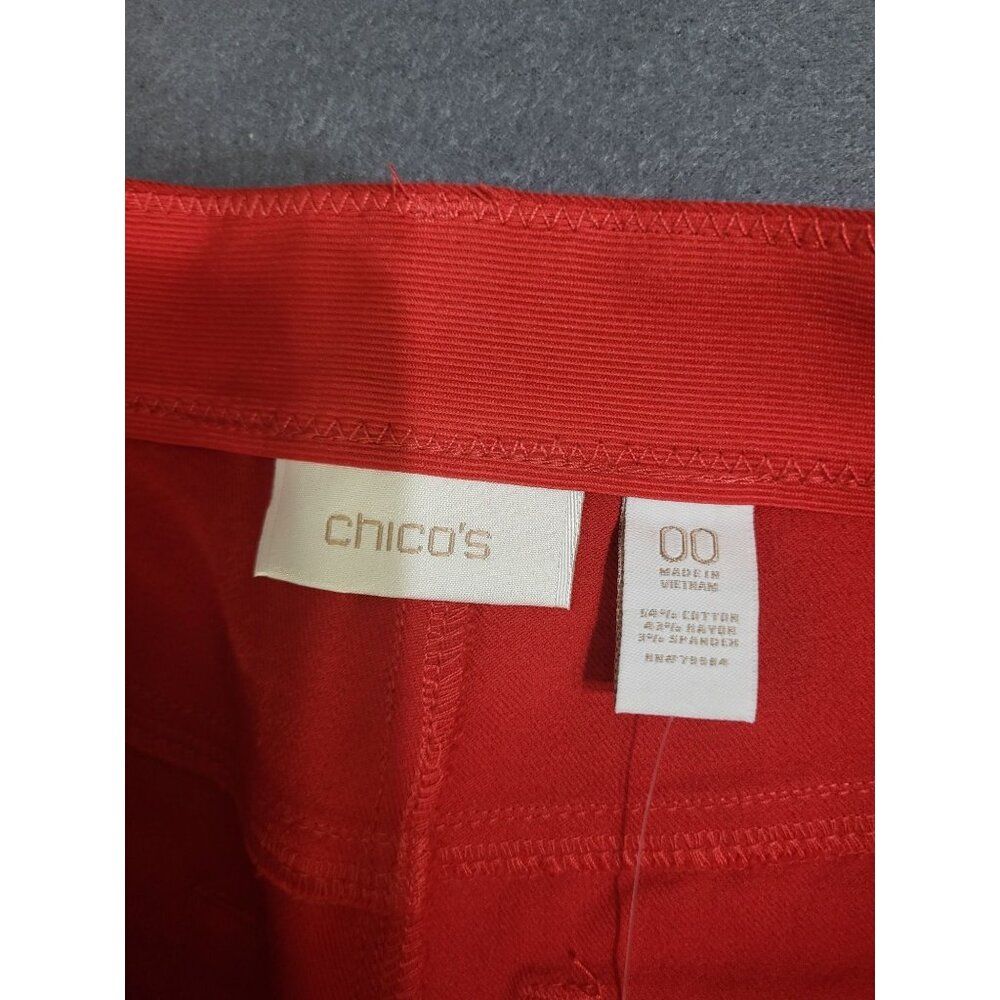 CHICO'S Women's SZ OO (US XS/2) Getaway 5 Pocket Cropped Pants Scarlet Sun Red - Picture 11 of 11